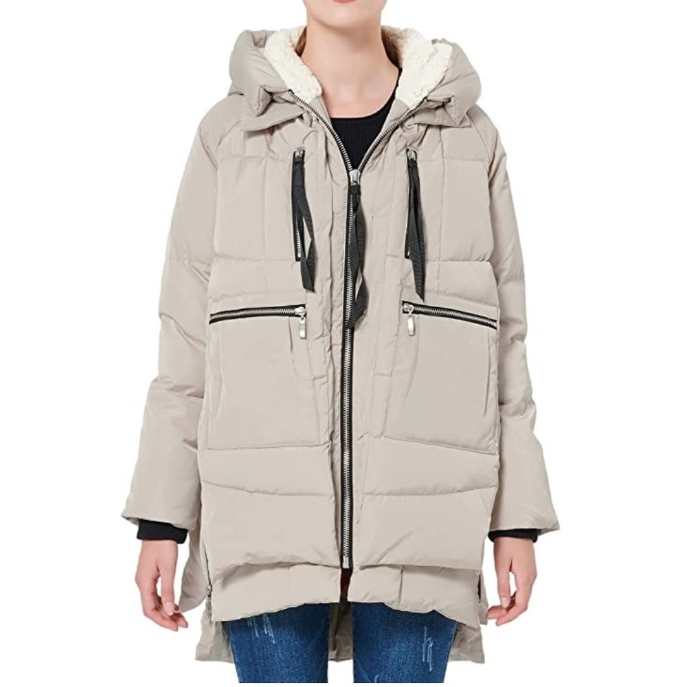 OROLAY Beige Hooded Puffer Jacket